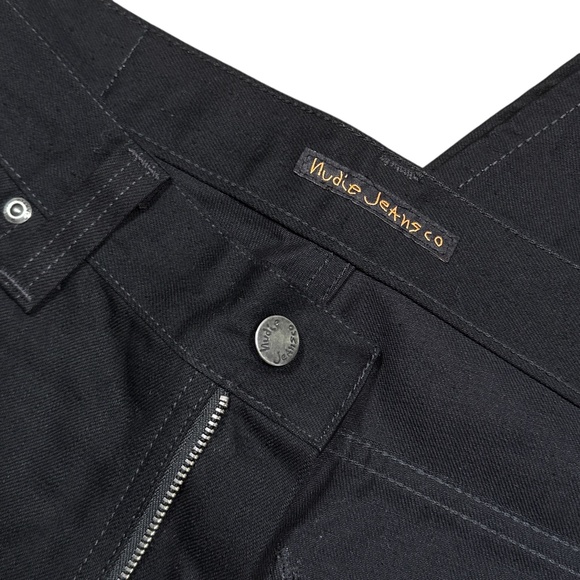 Nudie Slim Jim Organic Dry Black Cotton Slim Fit Bootcut Jeans Mens 34 - Picture 8 of 11